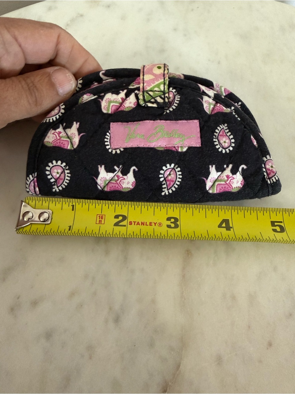 Vera Bradley Small Jewelry Pouch Elephant Snap Close Ring Holder Zip Pocket 5” W